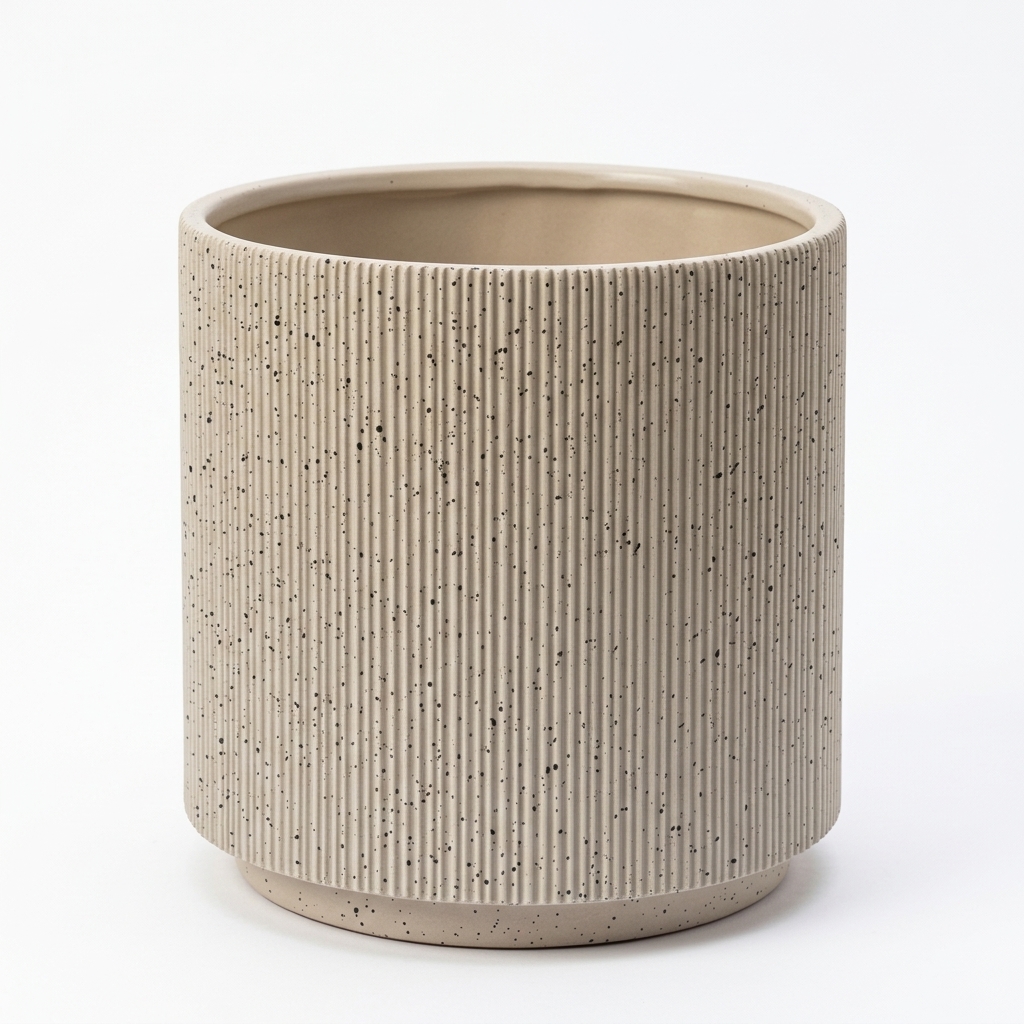 Speckled Ribbed Cylinder Planter, 12 in